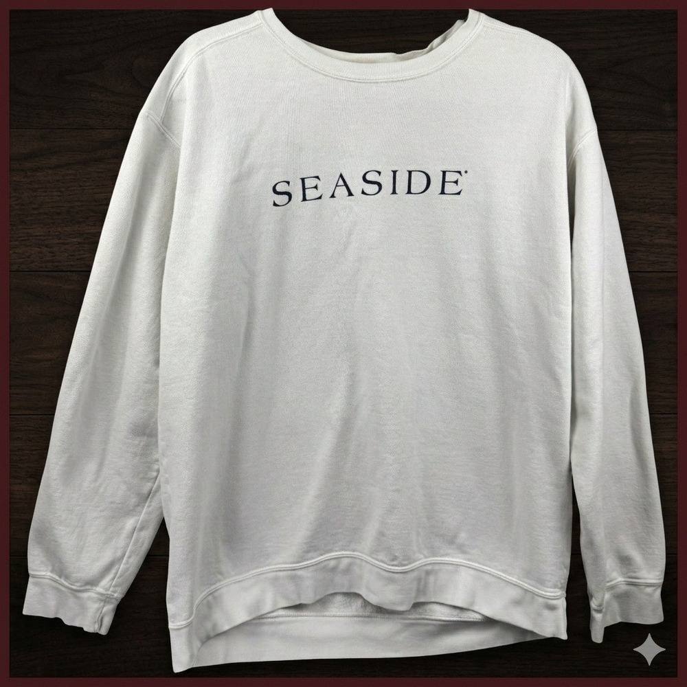 Comfort Colors Seaside Sweatshirt Mens Medium Cream Graphic Beach Coastal
